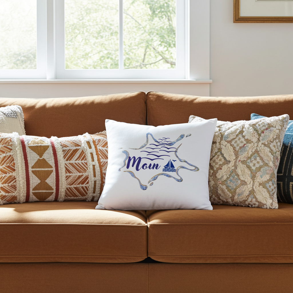 Dekokissen maritim 45x45 cm nautisches Design Sofakissen Blau-Weiß"Schriftzug Moin