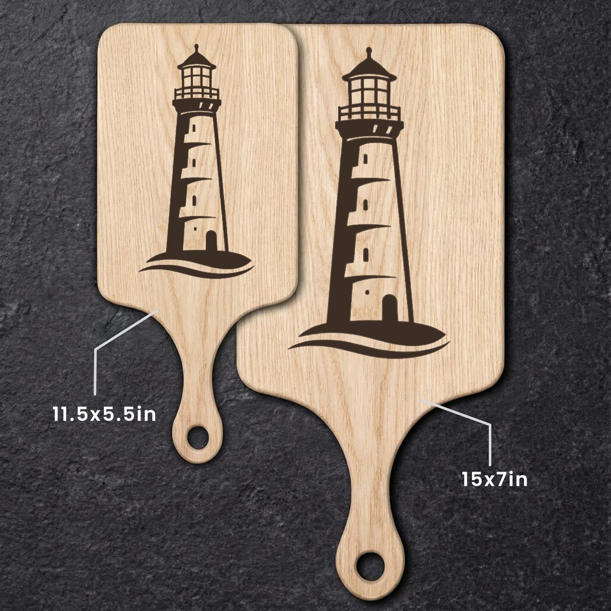 Schneidebrett aus Ahornholz mit Leuchtturm-Motiv – Einseitig graviert
