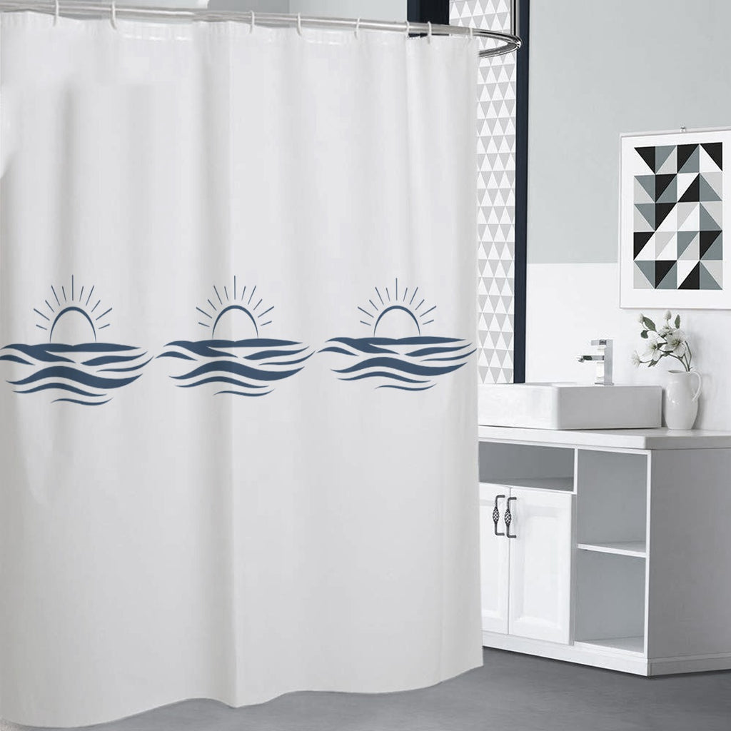 Duschvorhang mit Welle-Motiv – Polyester, 150 g/m²