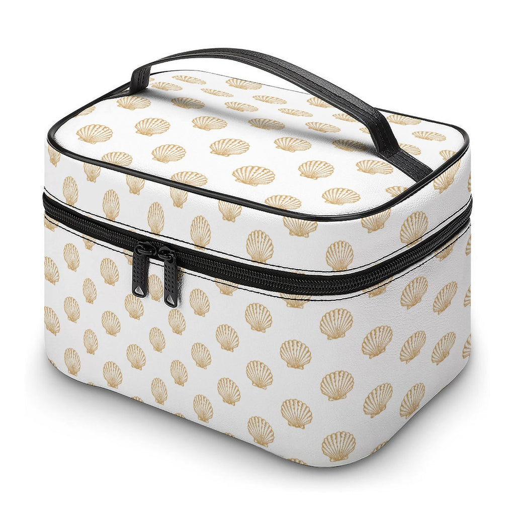 Kosmetiktasche mit Muschel-Motiv – Groß, mit Reißverschluss & Aufhängehaken