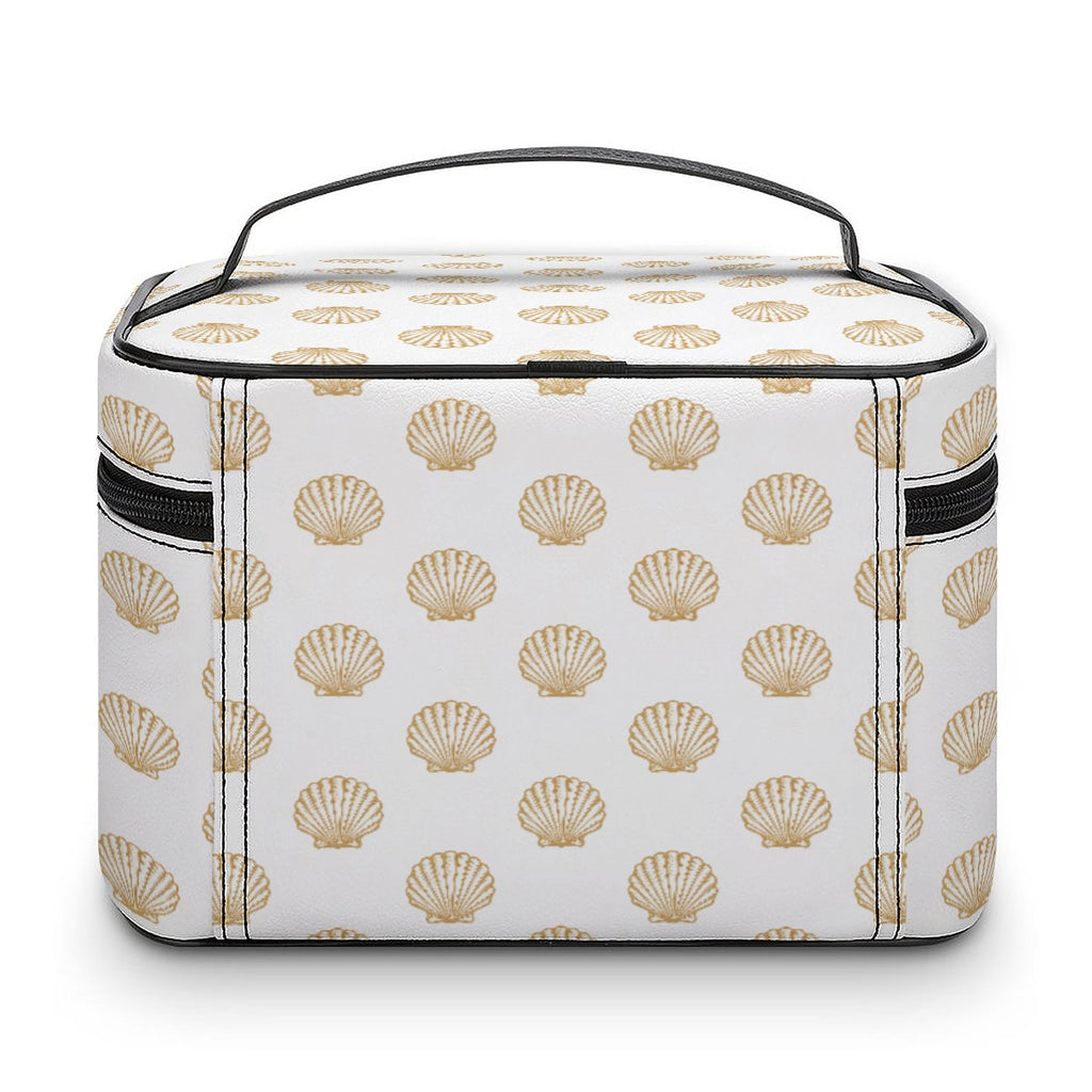 Kosmetiktasche mit Muschel-Motiv – Groß, mit Reißverschluss & Aufhängehaken
