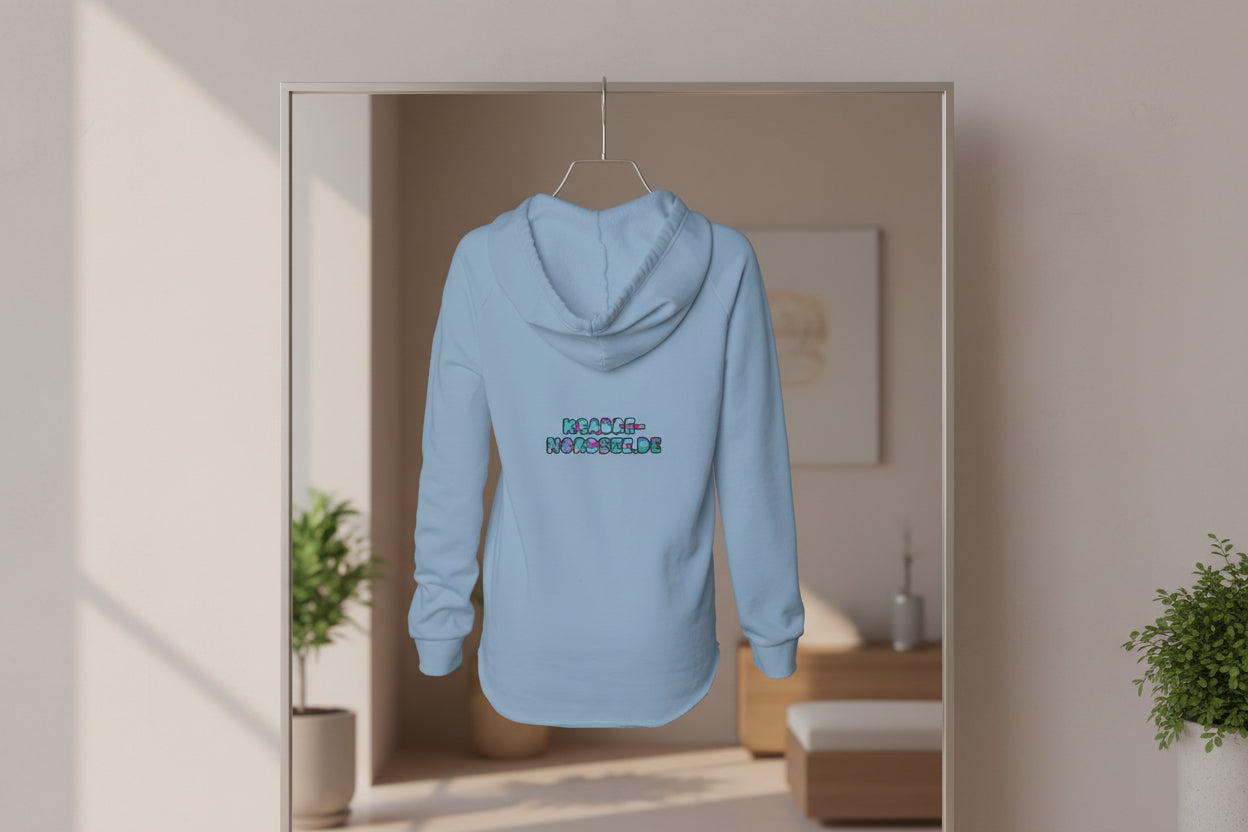 Damen Hoodie Leicht Gewaschen - hellblau, Rückseite