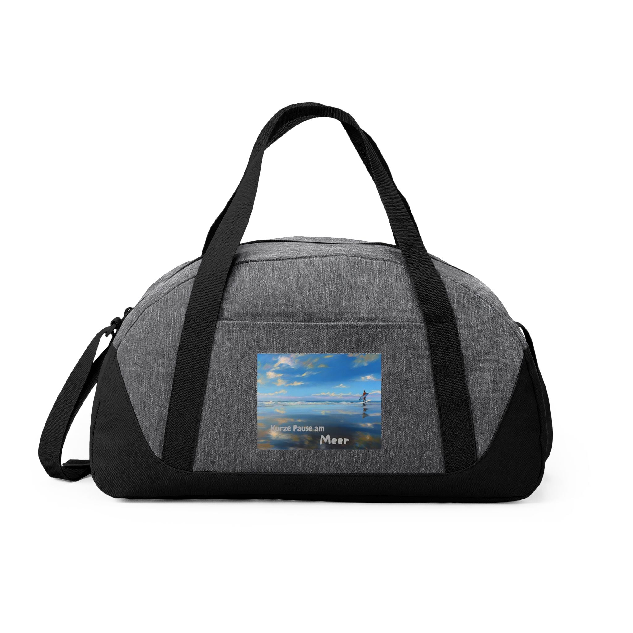 Reisetasche — Küstenkrabbe mit Ozean-Motiv grau-schwarz, Vorderseite