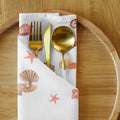 Stoffservietten Muscheldesign Set 4-teilig - Premium Servietten 50x50 cm mit Besteck