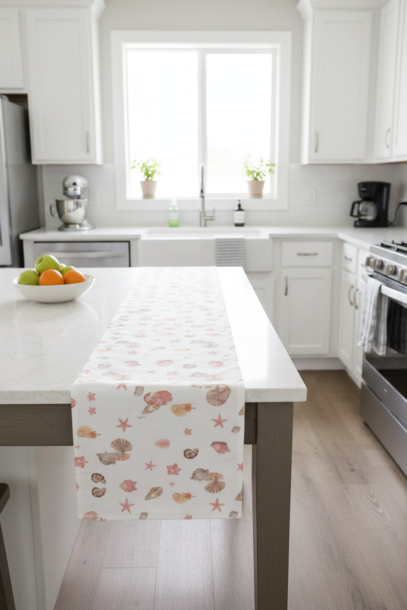 Nahaufnahme Tischläufer Maritim - Stoffqualität und Druckdetails